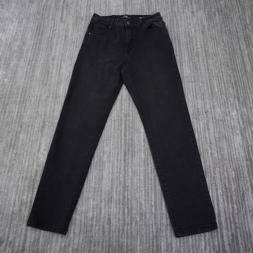 Cotton On Stretch Mom Jean Womens 8 Black High Waisted Tapered Denim‎ Pants